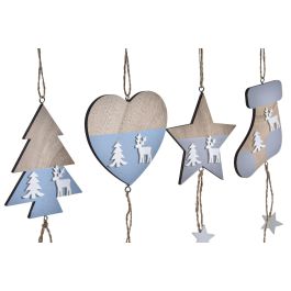 Decoracion Colgante Navidad Alpina DKD Home Decor Natural Azul 1 x 30 x 8.5 cm (24 Unidades)