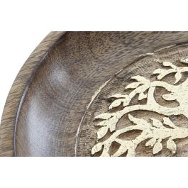 DKD Home Decor Bandeja Vaciabolsillos Colonial Marrón Dorado Mango Árbol 22.5 x 22.5 x 4 cm (2 Unidades)