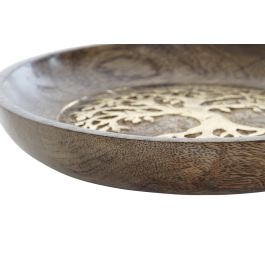 DKD Home Decor Bandeja Vaciabolsillos Colonial Marrón Dorado Mango Árbol 22.5 x 22.5 x 4 cm (2 Unidades)