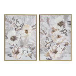 Cuadro Shabby DKD Home Decor Malva Blanco 3.5 x 70 x 50 cm (2 Unidades)