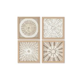 Cuadro Moderno DKD Home Decor Blanco Natural 2 x 22 x 22 cm Set de 4 (2 Unidades)