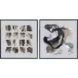 Lienzo Home ESPRIT Blanco Negro Poliestireno Lienzo Abstracto Moderno 104 x 4 x 103,5 cm (2 Unidades) Precio: 313.0148993708. SKU: B1GVH88RS5