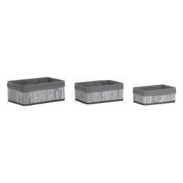 Cesta Tradicional DKD Home Decor Gris Blanco 25 x 14 x 35 cm Set de 3 (2 Unidades)