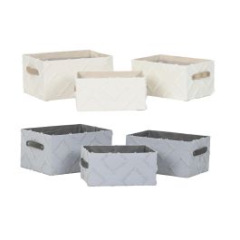 Cesta Basicos DKD Home Decor Gris Crema 25 x 18 x 35 cm Set de 3 (2 Unidades)