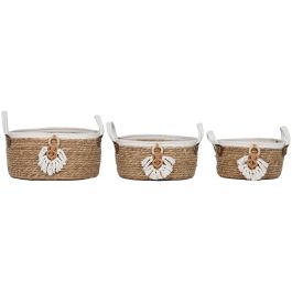 Cesta Boho DKD Home Decor Natural Blanco 27 x 16 x 34 cm Set de 3 (2 Unidades) Precio: 67.1550005929. SKU: B18E8HJELY