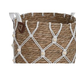 Cesta Boho DKD Home Decor Natural Blanco 33 x 27 x 33 cm Set de 3 (2 Unidades)