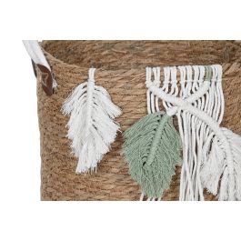 Cesta Tropical DKD Home Decor Natural Blanco 33 x 27 x 33 cm Set de 3 (2 Unidades)