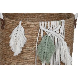 Cesta Tropical DKD Home Decor Natural Blanco 38 x 35 x 38 cm Set de 3 (2 Unidades)