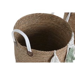 Cesta Tropical DKD Home Decor Natural Blanco 38 x 35 x 38 cm Set de 3 (2 Unidades)