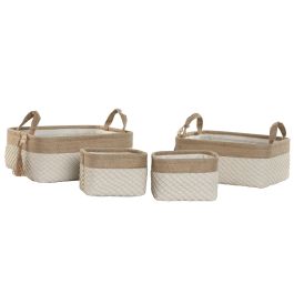 Cesta DKD Home Decor Natural Crema 26 x 14 x 36 cm Set de 4 (2 Unidades)