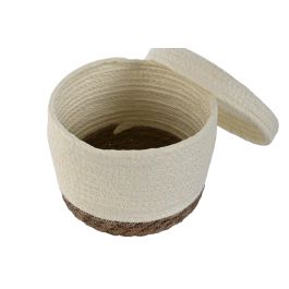 Cesta DKD Home Decor Crema Natural 25 x 17 x 25 cm Set de 2 (2 Unidades)