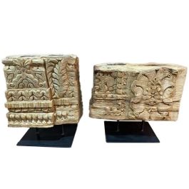 DKD Home Decor Objeto Decorativo de Colección Única de Teca y Hierro Natural con Talla - Set de 2 (Largo 19 x Ancho 38 x Alto 31 cm) Precio: 116.69000057. SKU: B16WLAAMBE