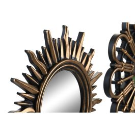 Espejo Glam DKD Home Decor Dorado Negro 3 x 25 x 25 cm Set de 3 (2 Unidades)