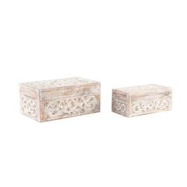 Caja Indio DKD Home Decor Marron Claro 15 x 11 x 25.5 cm Set de 2 (2 Unidades)