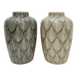 Jarron Oriental DKD Home Decor Gris Verde Musgo 16 x 26 x 16 cm (2 Unidades) Precio: 30.854999758. SKU: S3030785