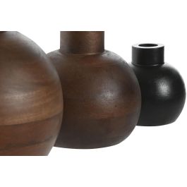 Jarron Colonial DKD Home Decor Negro Marron 18 x 18 x 18 cm Set de 3 (2 Unidades)