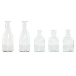 Jarron Tropical DKD Home Decor Transparente Natural 8.5 x 19 x 44 cm Set de 5 (2 Unidades)