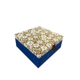 Caja Shabby DKD Home Decor Azul Blanco 21 x 9 x 21 cm (2 Unidades)