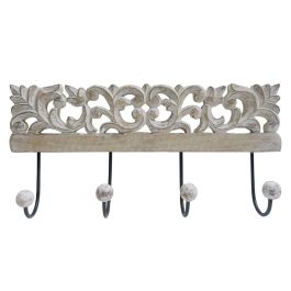 DKD Home Decor Perchero Indio Madera Mango y Metal Blanco Natural 4 Ganchos 6.5x19x40 cm Pack 2 Unidades Precio: 25.4999998. SKU: B1GCS984TL
