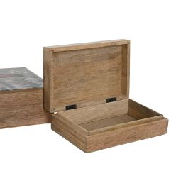 Caja Alpino DKD Home Decor Azul Natural 18 x 8 x 25.5 cm Set de 2 (2 Unidades)