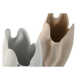 Jarron Scandi DKD Home Decor Blanco Beige 15.4 x 40.5 x 16.3 cm (2 Unidades) Jarron Scandi DKD Home Decor Blanco Beige 15.4 x 40.5 x 16.3 cm (2 Unidades)