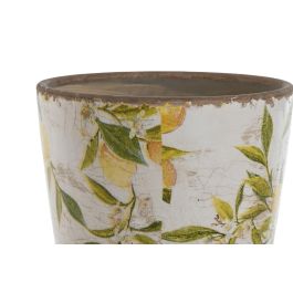 Macetero Shabby DKD Home Decor Amarillo Blanco 14 x 14 x 14 cm (2 Unidades)