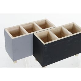 Organizador  DKD Home Decor Gris Negro 7.5 x 12 x 18 cm (2 Unidades)