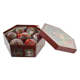 Bola Decoracion Navidad Tradicional DKD Home Decor Verde Rojo 7.5 x 7.5 cm Set de 7 (2 Unidades)