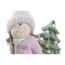 Figura Navidad Fantasia DKD Home Decor Rosa Blanco 22 x 42 x 35 cm (2 Unidades)