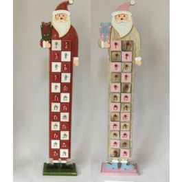 Calendario Adviento Navidad Tradicional DKD Home Decor Rojo Blanco 7 x 64 x 14 cm (2 Unidades)