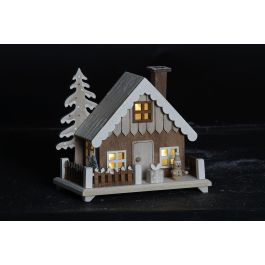Decoracion Luminosa Navidad Tradicional DKD Home Decor Marron Claro Blanco 12 x 16 x 19 cm (2 Unidades)