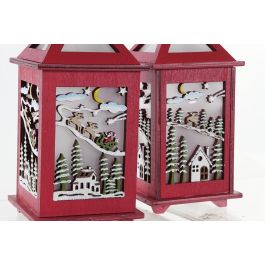 Farola Navidad Tradicional DKD Home Decor Rojo Blanco 9 x 18 x 9 cm (2 Unidades)