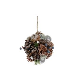 Bola Decoracion Navidad Alpina DKD Home Decor Natural Blanco 14 x 20 x 14 cm (2 Unidades)