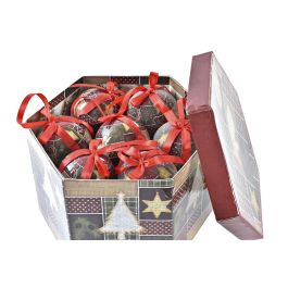 Bola Decoracion Navidad Alpina DKD Home Decor Rojo Marron Oscuro 25 x 16 x 25 cm Set de 14 (2 Unidades)