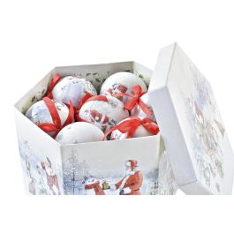 Bola Decoracion Navidad Tradicional DKD Home Decor Blanco Rojo 25 x 16 x 25 cm Set de 14 (2 Unidades)