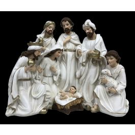 Nacimiento Navidad Tradicional DKD Home Decor Blanco Multicolor 12.5 x 19.5 x 23 cm (2 Unidades) Precio: 75.79000044. SKU: B1GRCYGCB9