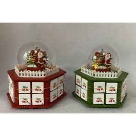 Calendario Adviento Navidad Fantasia DKD Home Decor Verde Rojo 19 x 20 x 22 cm (2 Unidades)