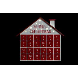 Calendario Adviento Navidad Tradicional DKD Home Decor Rojo Blanco 7 x 27 x 30 cm (2 Unidades)