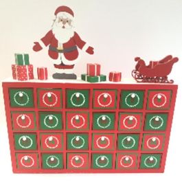 Calendario Adviento Navidad Tradicional DKD Home Decor Verde Rojo 4 x 30 x 30 cm (2 Unidades)
