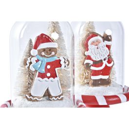 Figura Navidad Tradicional DKD Home Decor Blanco Rojo 13.5 x 23.5 x 13.5 cm (2 Unidades)