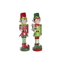 Figura Navidad Tradicional DKD Home Decor Rojo Verde 11.5 x 37.5 x 13 cm (2 Unidades)