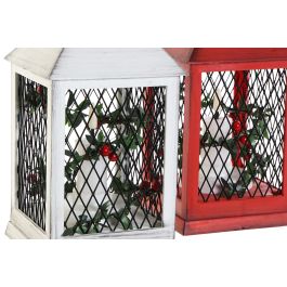 Farola Navidad Tradicional DKD Home Decor Rojo Blanco 10.5 x 24 x 10.5 cm (2 Unidades)
