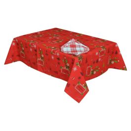 Mantel Navidad Tradicional DKD Home Decor Rojo Blanco 150 x 0.2 x 150 cm Set de 5 (2 Unidades)