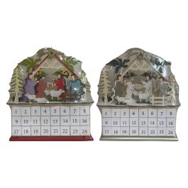 Calendario Adviento Navidad Tradicional DKD Home Decor Rojo Beige 8.5 x 36.5 x 34 cm (2 Unidades)