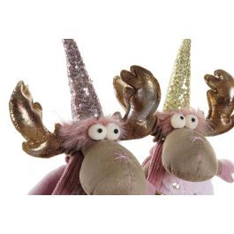 Figura Navidad Fantasia DKD Home Decor Rosa Marron 16 x 42 x 27 cm (2 Unidades)