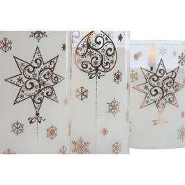 Vela Led Navidad Moderna DKD Home Decor Blanco Dorado 7.5 x 15 x 7.5 cm Set de 3 (2 Unidades)