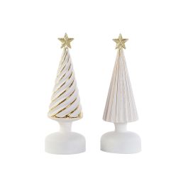 Decoracion Luminosa Navidad Moderna DKD Home Decor Blanco Dorado 9 x 25 x 9 cm (2 Unidades)