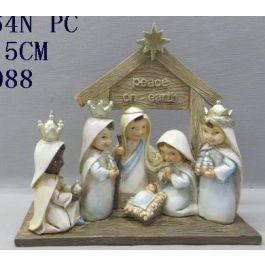 Nacimiento  DKD Home Decor Dorado Azul 7 x 15.5 x 7 cm (2 Unidades)