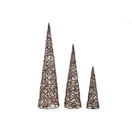 Cono Navidad Alpina DKD Home Decor Natural 20 x 80 x 20 cm Set de 3 (2 Unidades)