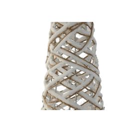 DKD Home Decor Cono de Navidad LED Alpina de Ratán Natural Blanco, Set de 3 (2 Unidades), 80 cm Alto, Funciona a Pilas